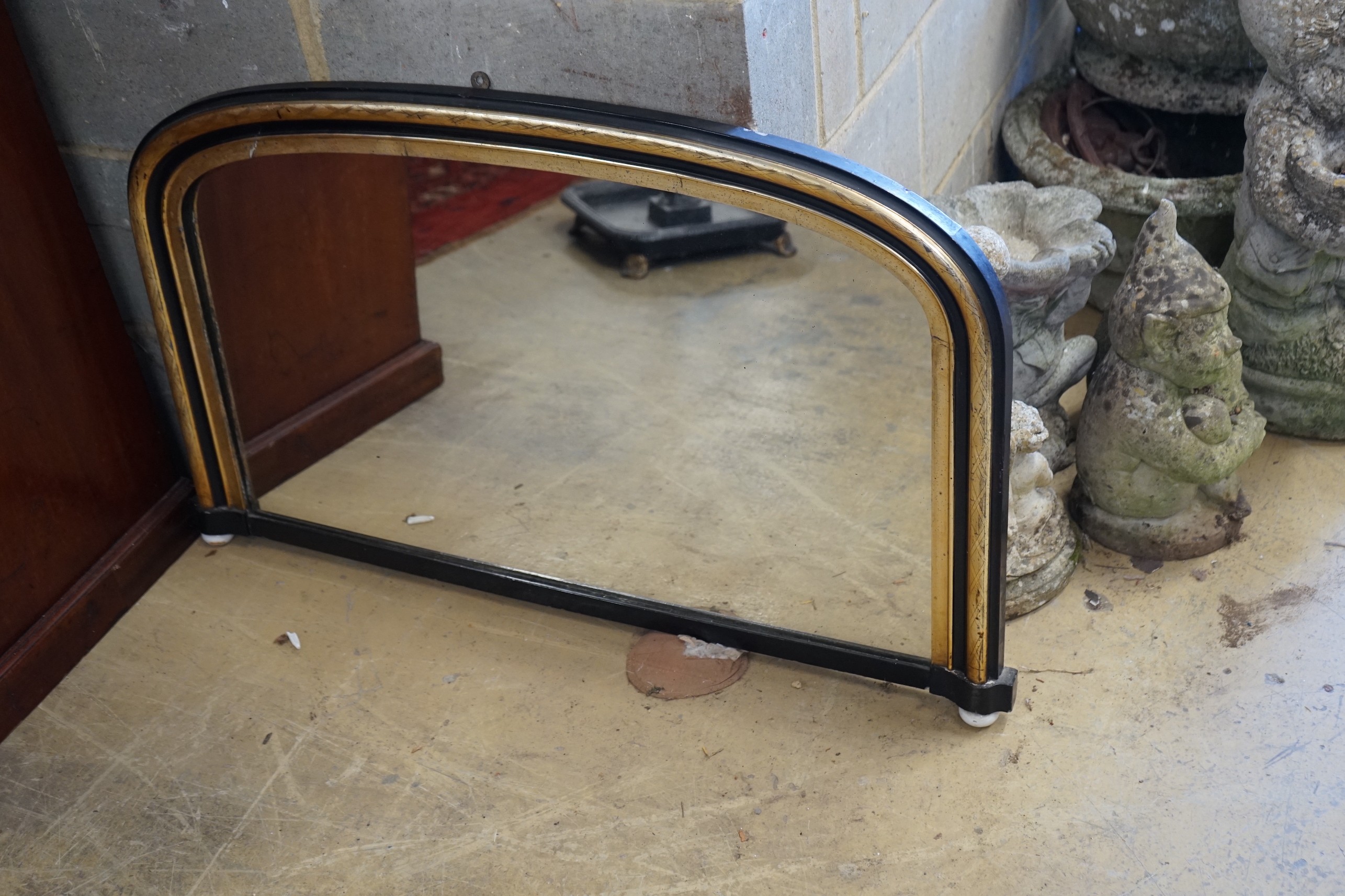 Two Victorian overmantel mirrors, (one later painted) larger width 98cm, height 60cm